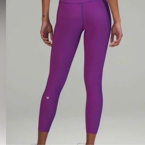 Lululemon Base Pace Ribbed Two-Tone Purple Blue High Rise 22” Leggings Size 6